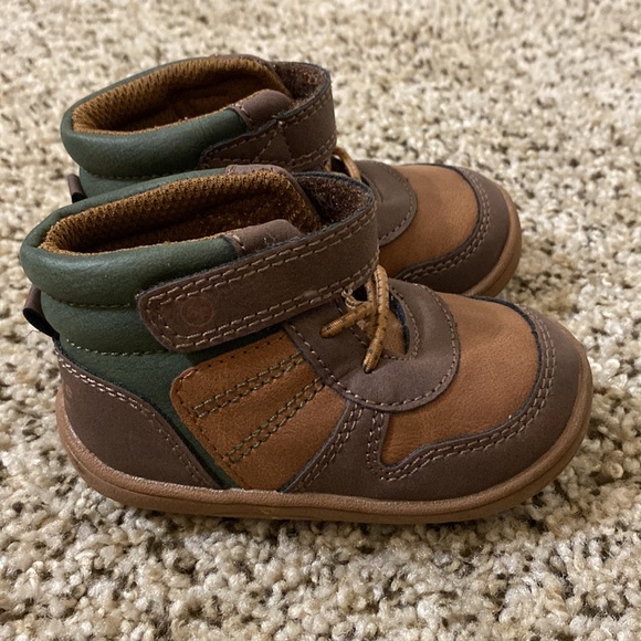 NWOT Stride Right brown & hunter green leather high top tennis shoes - size 4 - Picture 4 of 9